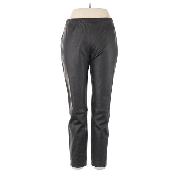 St. John Black 100% Leather Women’s Pants Sz. 12 - Picture 1 of 4